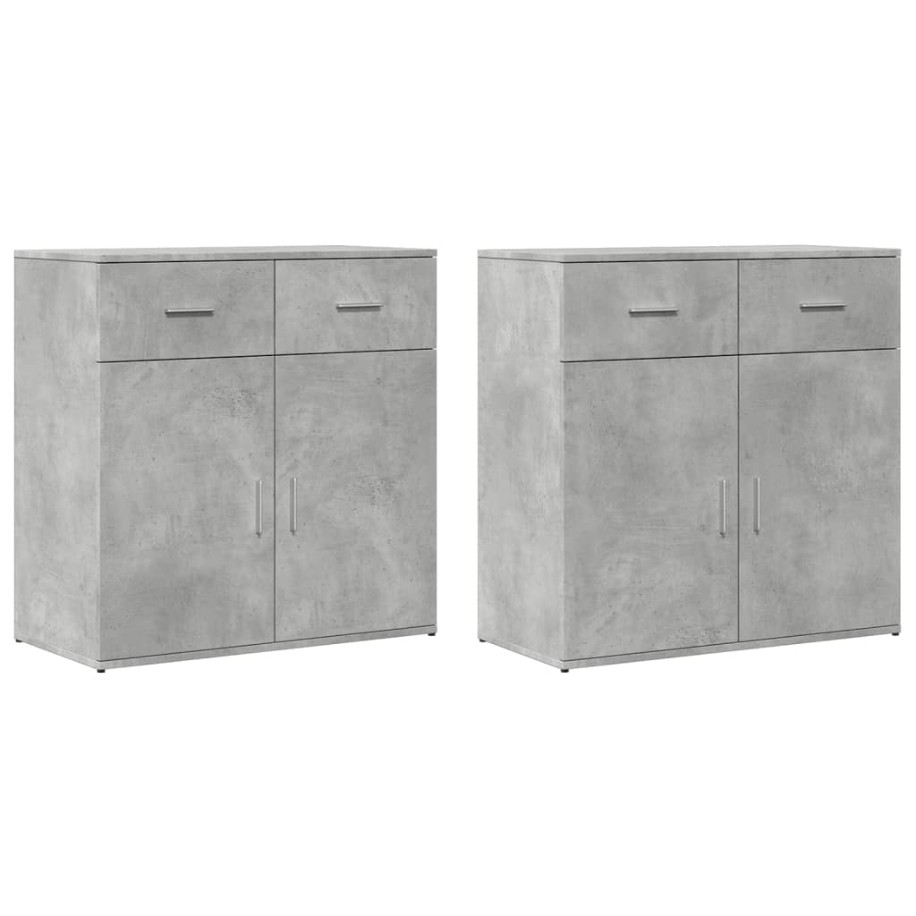 Sideboards 2 pcs Concrete Grey 79x38x80 cm Engineered Wood